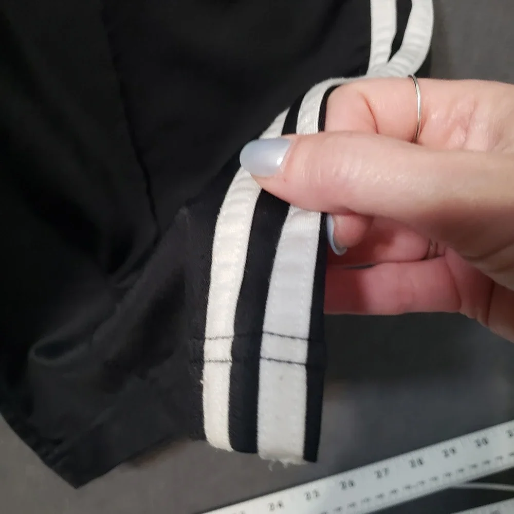 Adidas Track Pants Mens XL Black White 3-Stripe Straight Leg Drawstring Athletic